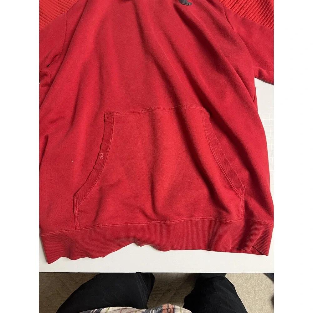 Adidas Originals Rubber Logo Trefoil Cross Neck Hoodie Red Mens Sz‎ L